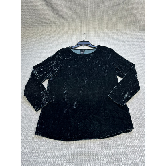 Eileen‎ Fisher Top Womens Medium Velvet Velour Silk Blend Green Regency Royal* - Picture 1 of 9